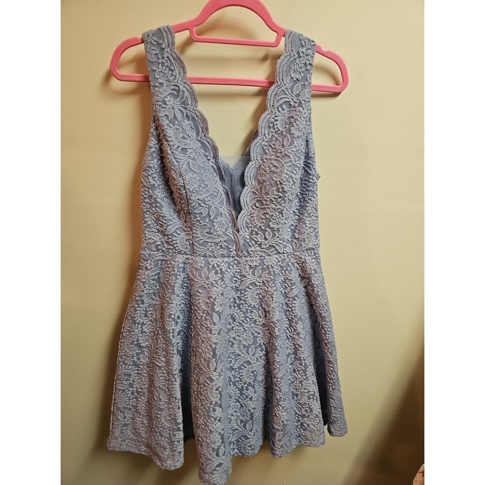 City Studio Periwinkle Blue A Line Dress Vneck ShimmeringLace Overlay NWT SZ 15